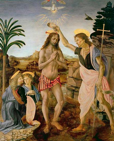 Bautismo de Cristo, Verrocchio y da Vinci. 